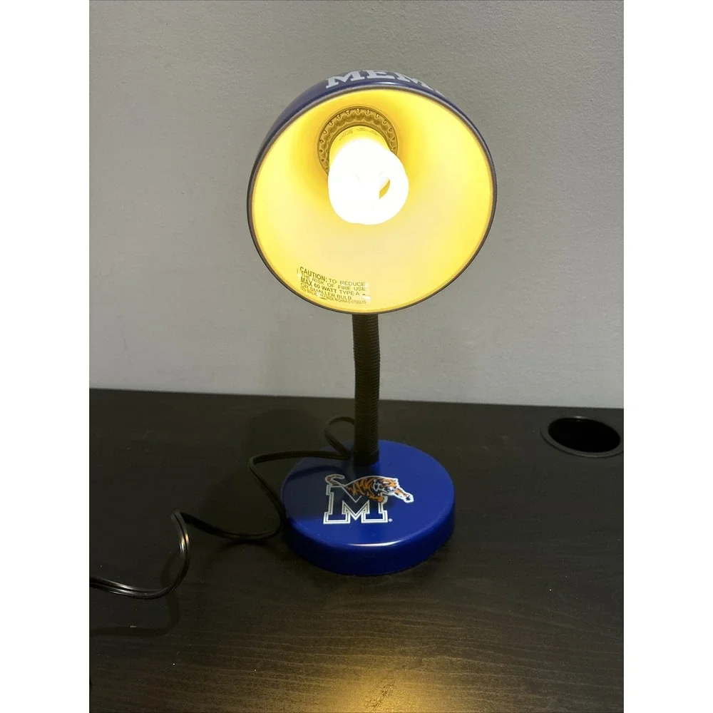 Vintage University Of Memphis Tigers Football Blue Adjustable Desk Table Lamp